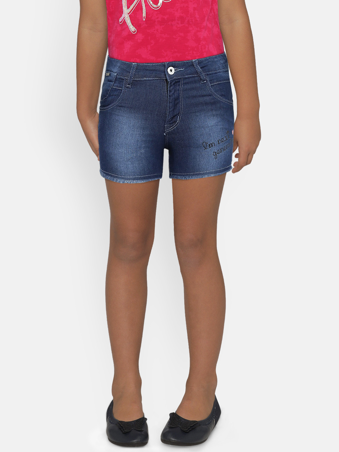 

Palm Tree Girls Blue Washed Regular Fit Denim Shorts