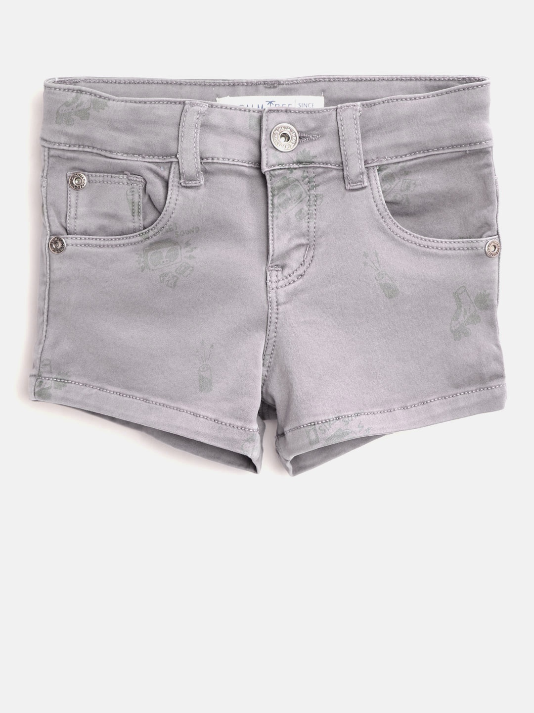 

Palm Tree Girls Grey Washed Regular Fit Denim Shorts