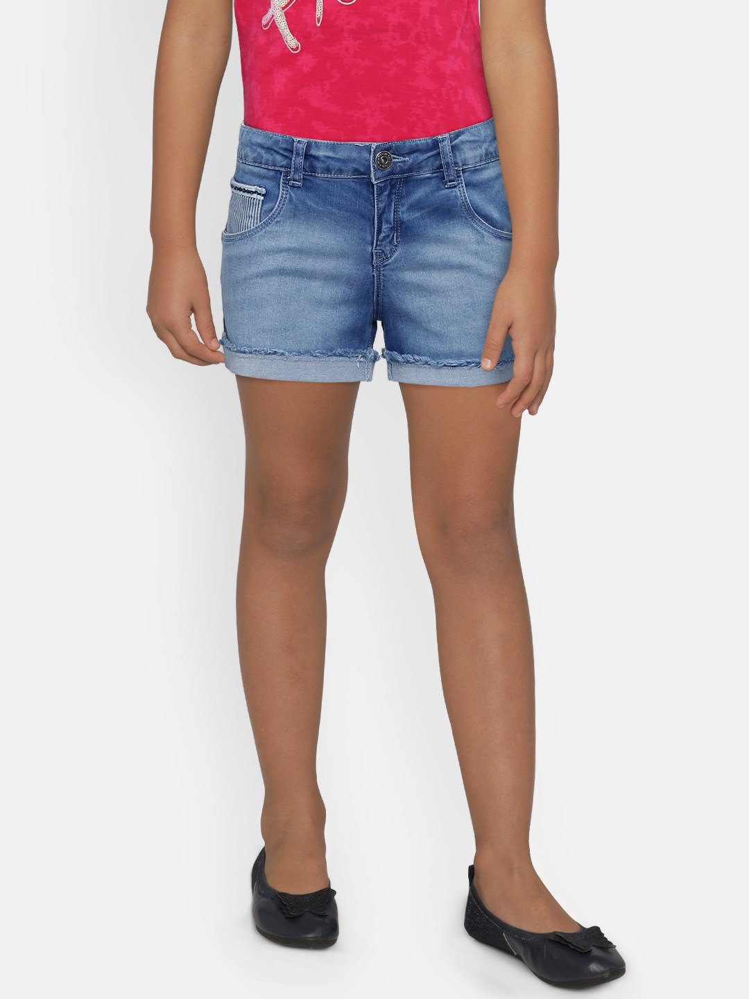 

Palm Tree Girls Blue Washed Slim Fit Denim Shorts