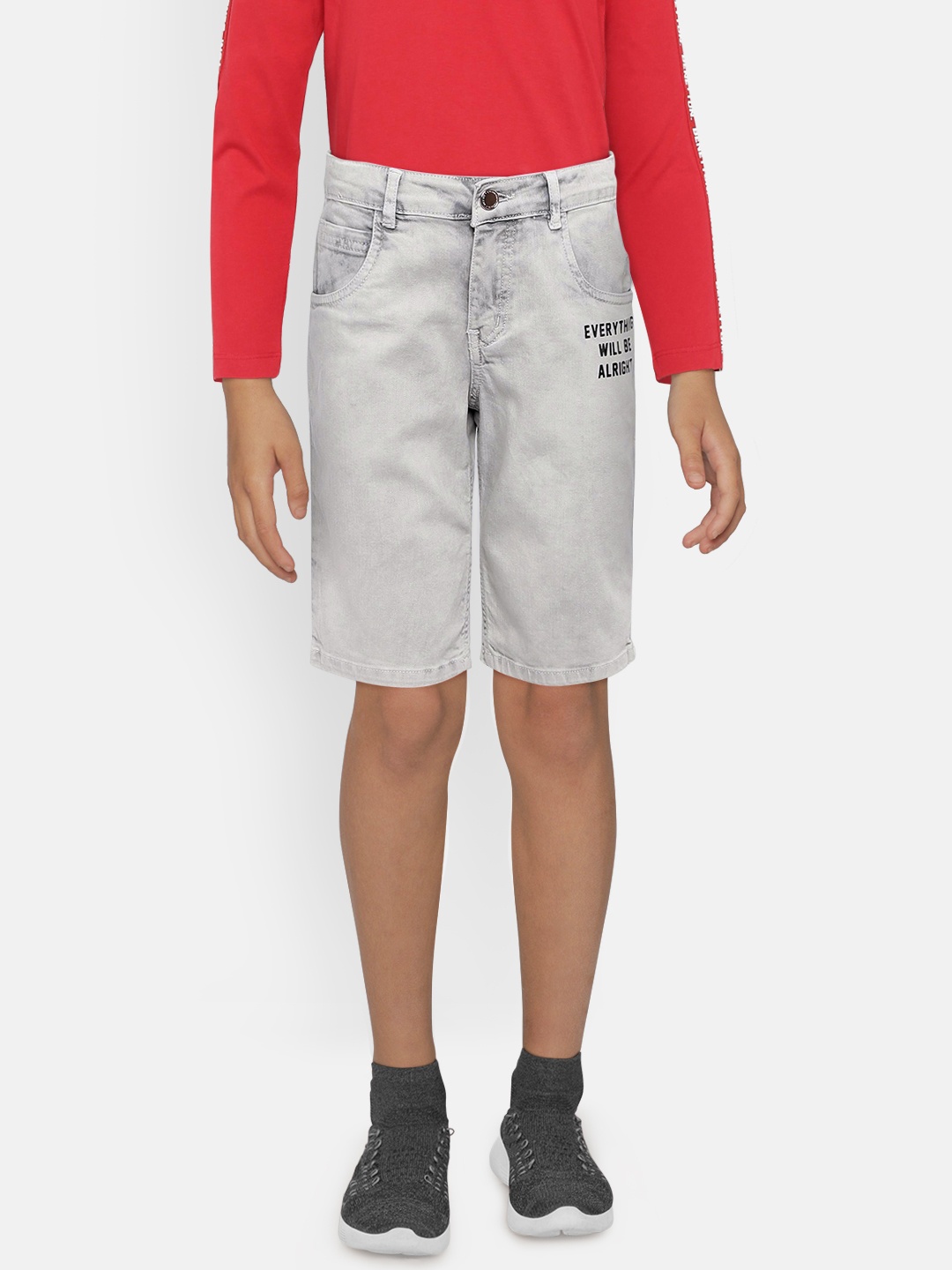 

Gini and Jony Boys Grey Solid Regular Fit Denim Shorts