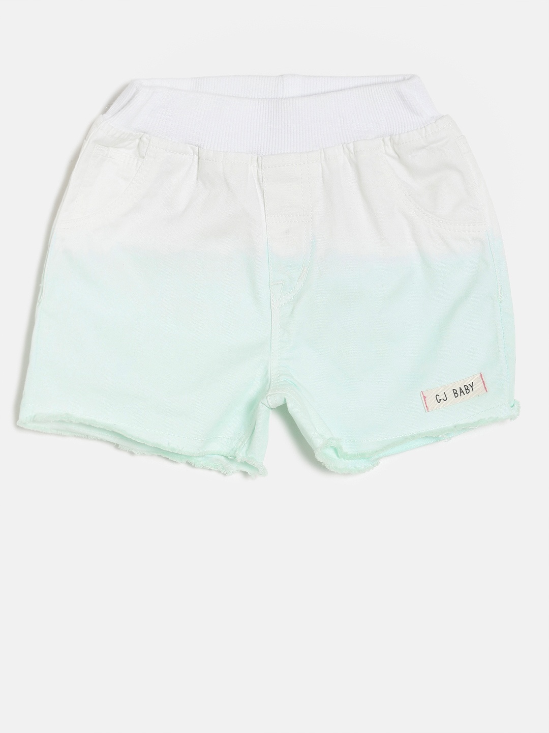 

Gini and Jony Girls Green & White Colourblocked Regular Fit Shorts