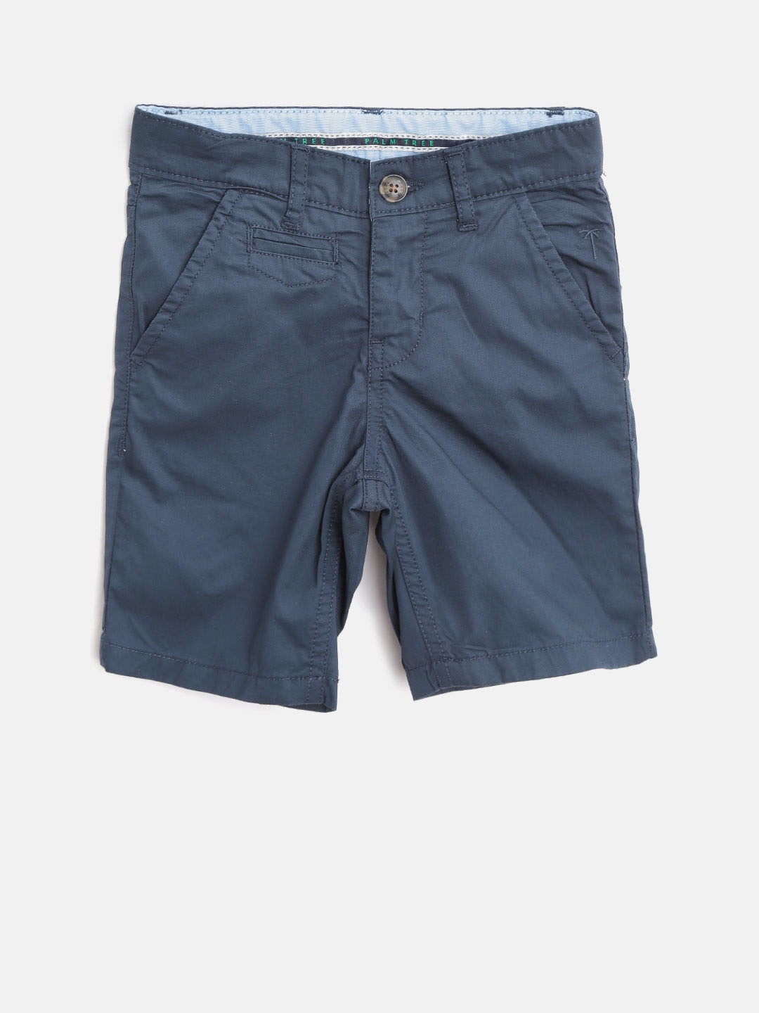 

Palm Tree Boys Navy Solid Regular Fit Chino Shorts, Navy blue