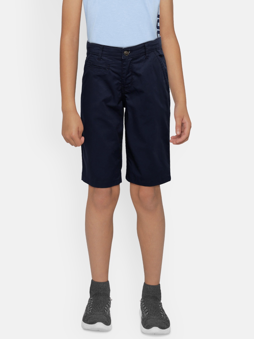 

Palm Tree Boys Navy Blue Solid Regular Fit Regular Shorts