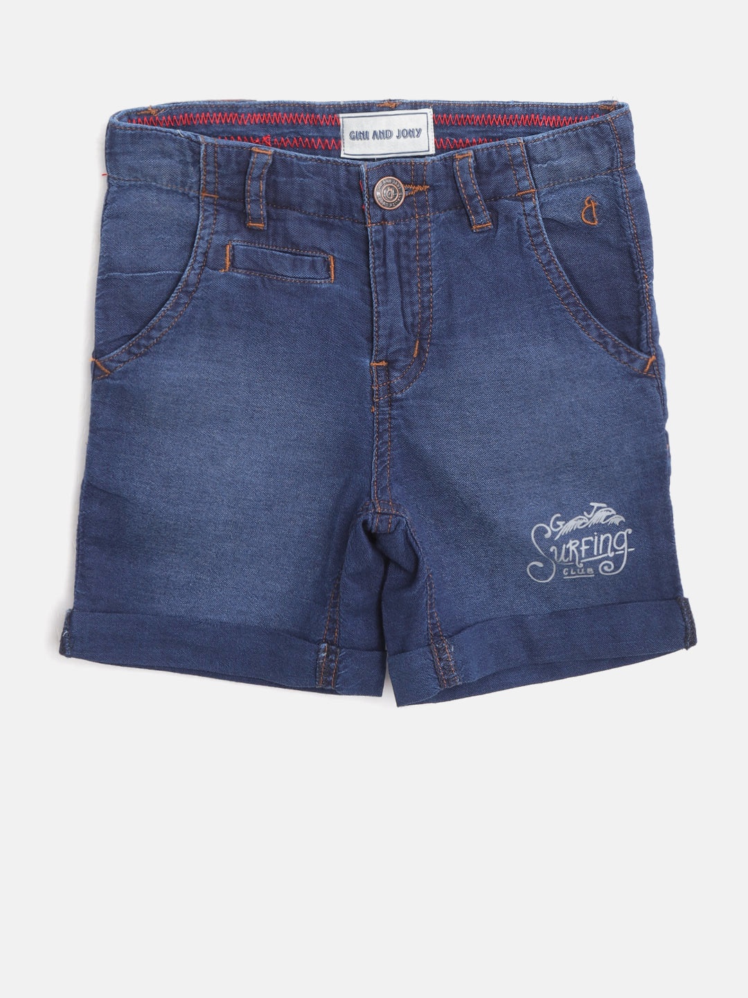 

Gini and Jony Boys Navy Blue Solid Denim Shorts