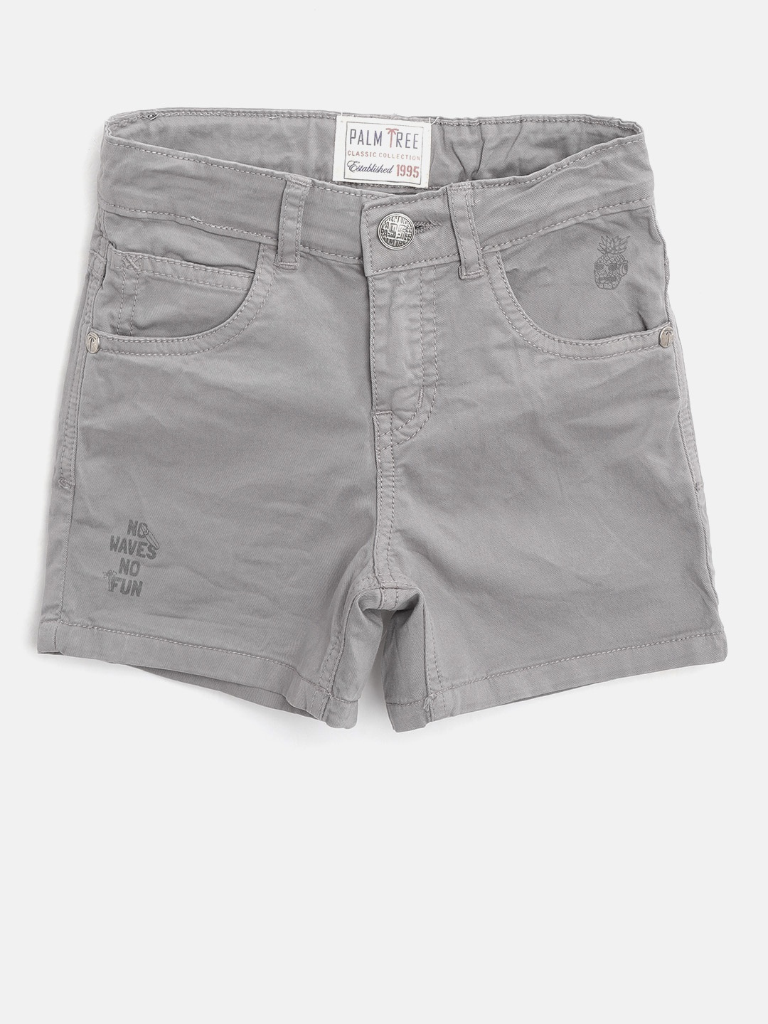 

Palm Tree Boys Grey Solid Regular Fit Shorts