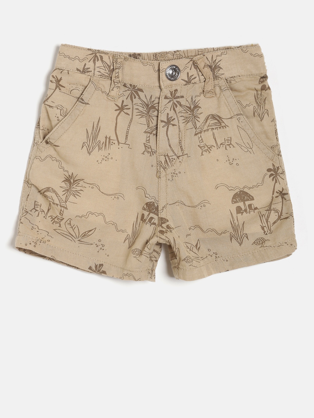 

Gini and Jony Boys Beige Printed Regular Fit Shorts