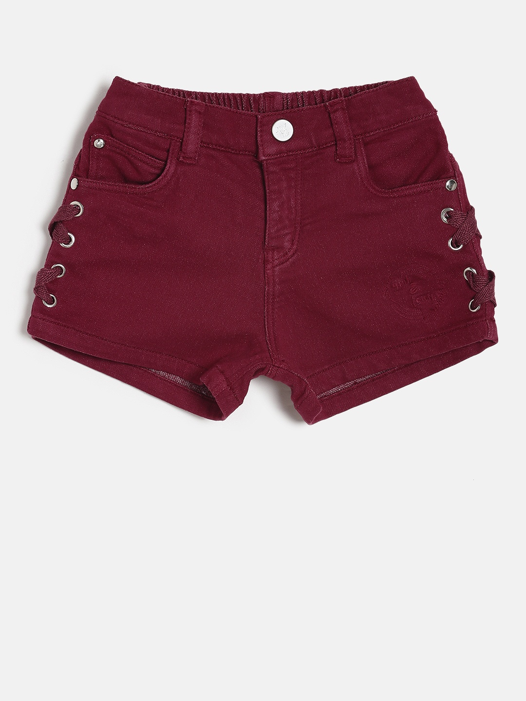 

Gini and Jony Girls Maroon Solid Regular Fit Denim Shorts
