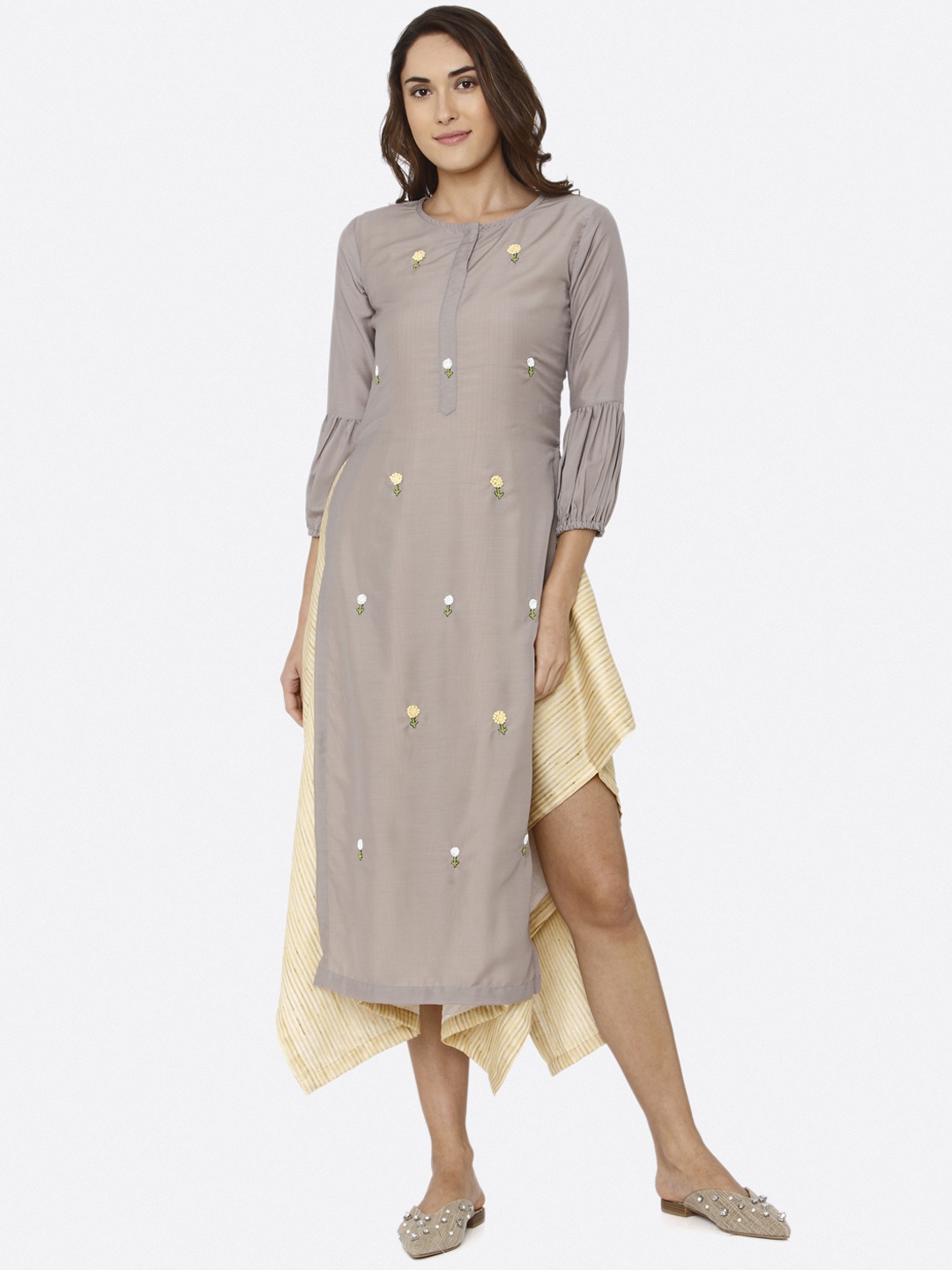 

RAISIN Women Grey Embellished A-Line Dress