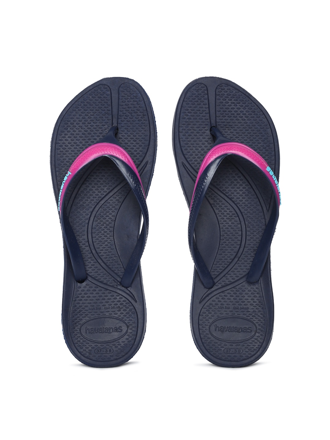 

Havaianas Women Pink Navy Blue Solid Thong Flip-Flops
