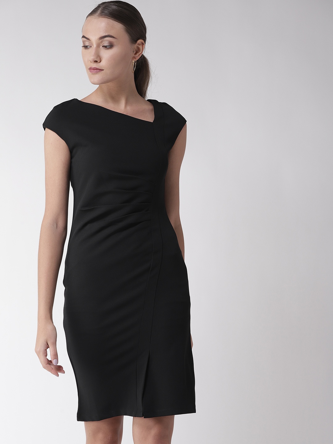 

Madame Women Black Solid Sheath Dress