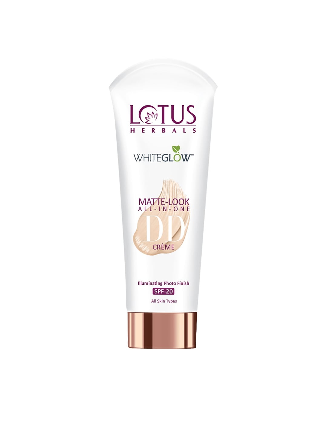 

Lotus Herbals Sustainable WhiteGlow Matte Look All in One DD Creme with SPF 20 - Pink Beige 30g, White