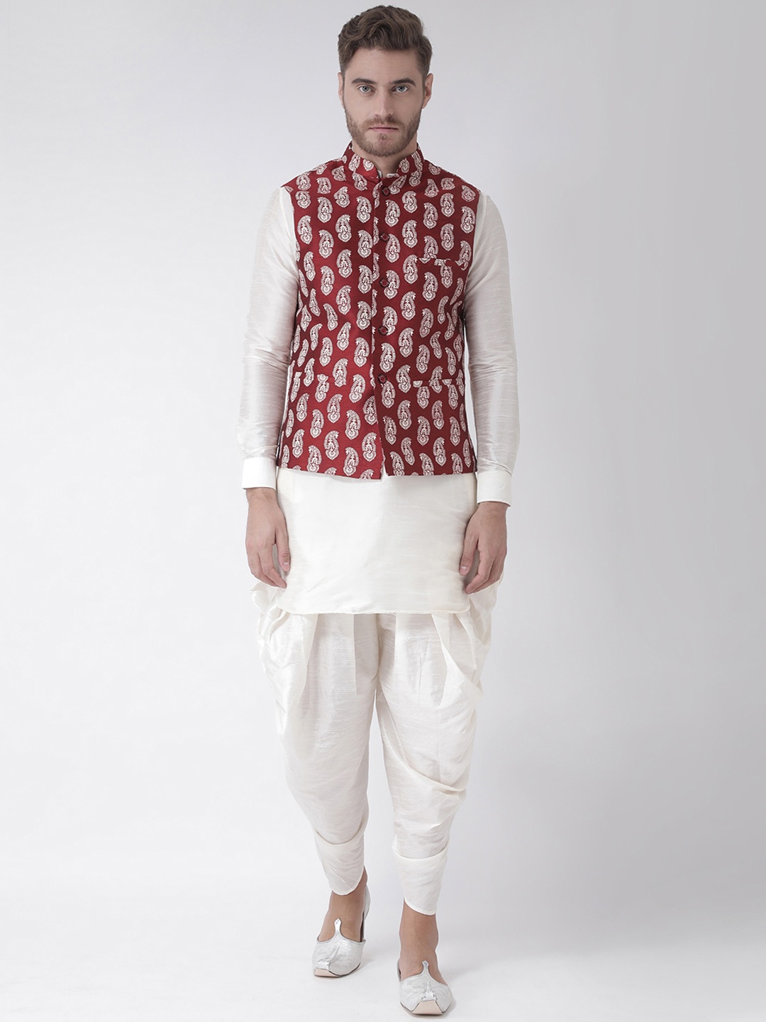 

DEYANN Men Off-White Printed Kurta with Patiala