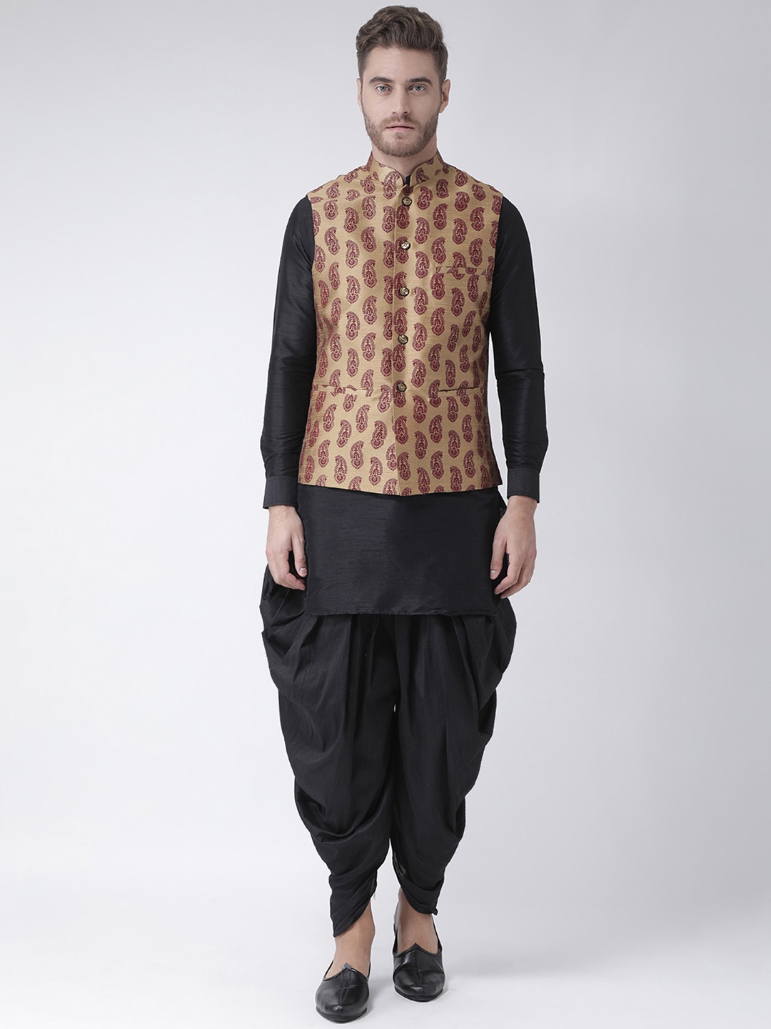 

DEYANN Men Brown & Black Printed Kurta with Patiala