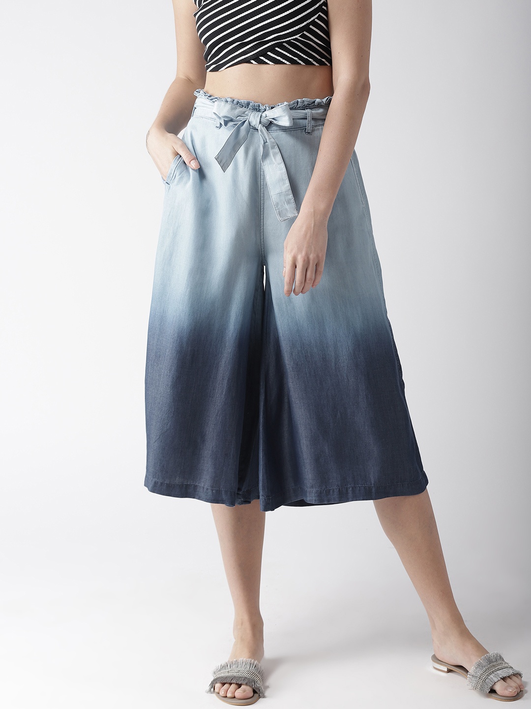 

Marks & Spencer Women Blue Regular Fit Dyed Culottes