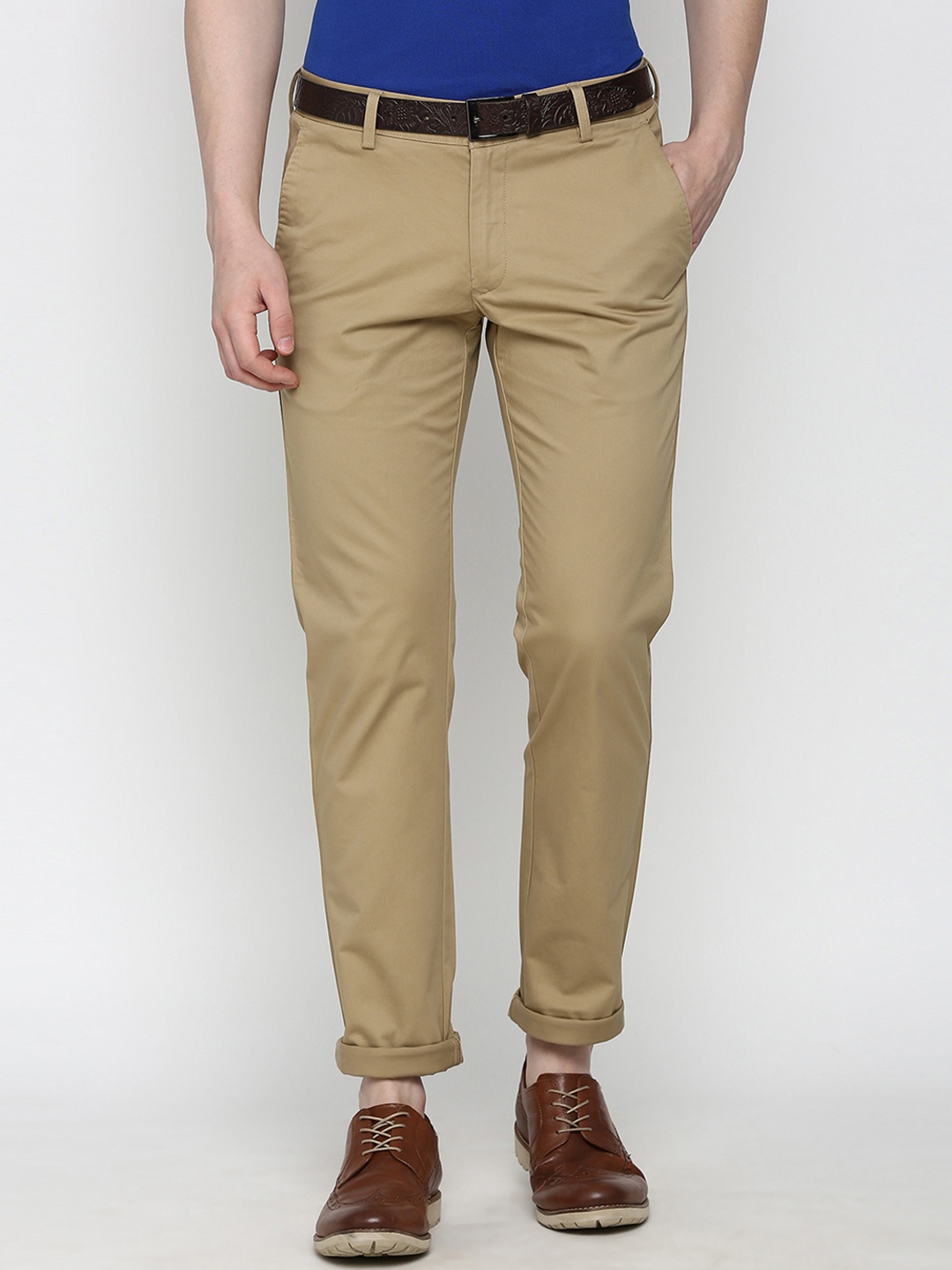 

SIMON CARTER LONDON Men Khaki Slim Fit Solid Regular Trousers