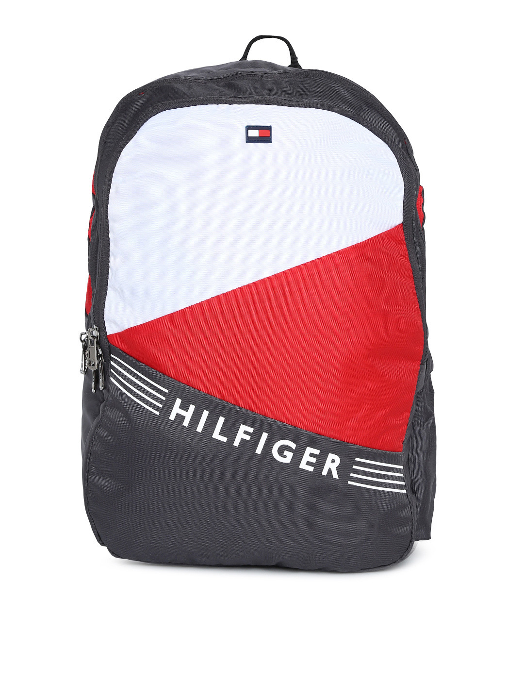 

Tommy Hilfiger Unisex Grey & Red Colourblocked Backpack