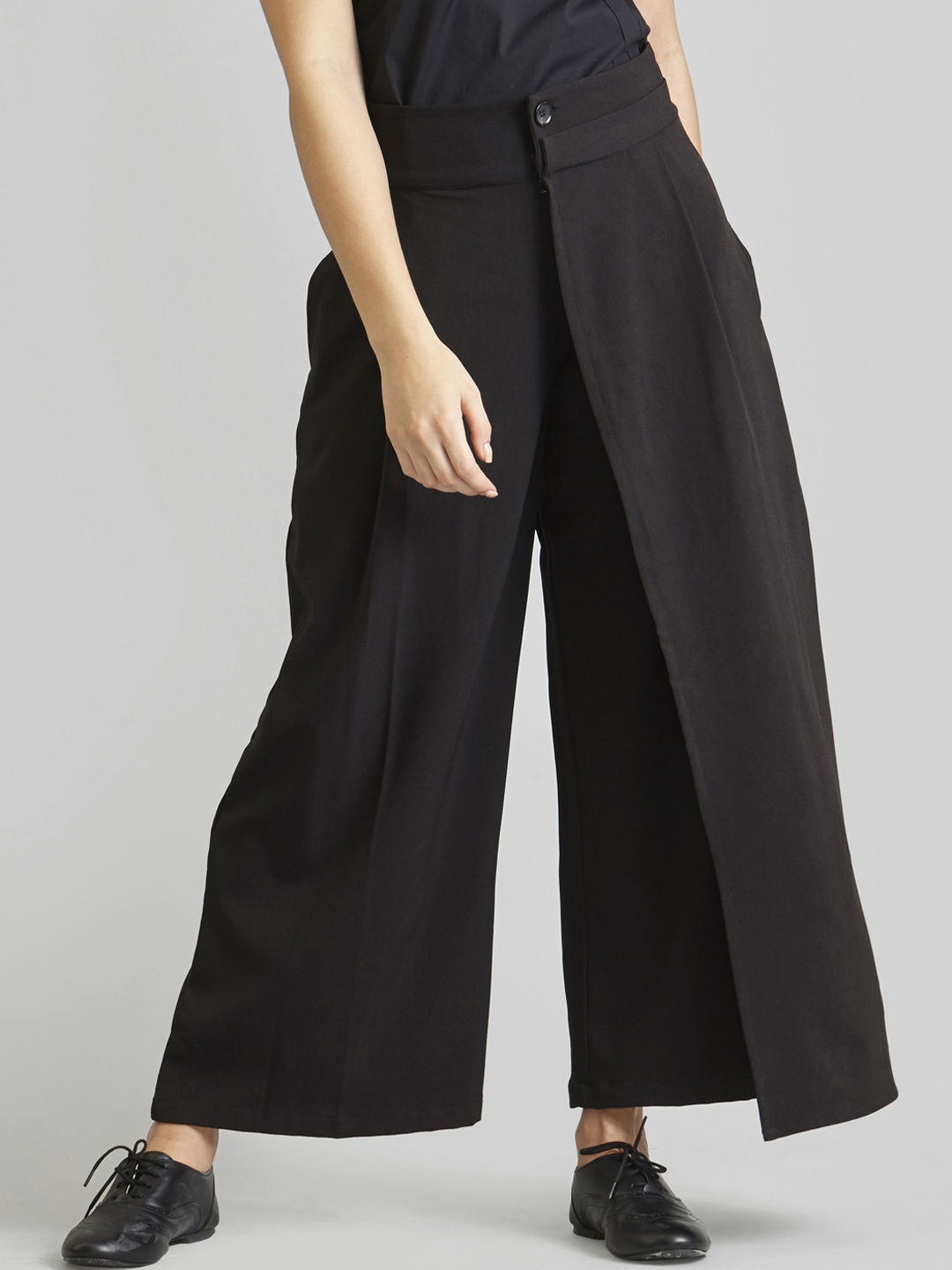 

FableStreet Women Black Flared Solid Culottes