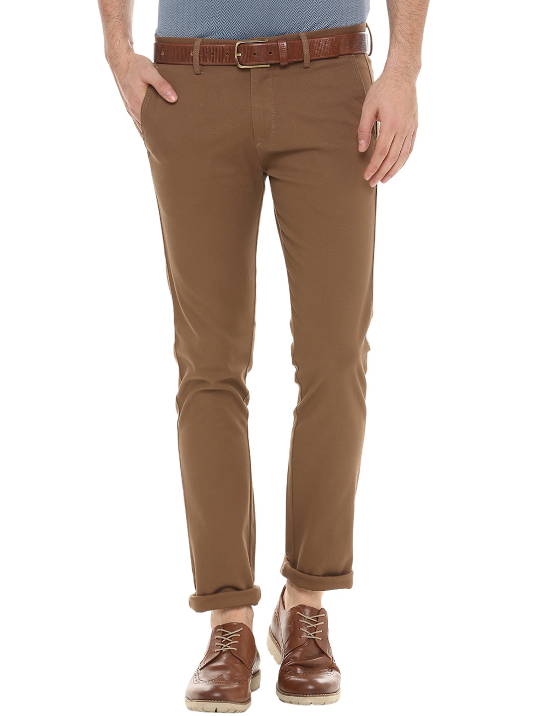 

Allen Solly Men Brown Slim Fit Solid Regular Trousers