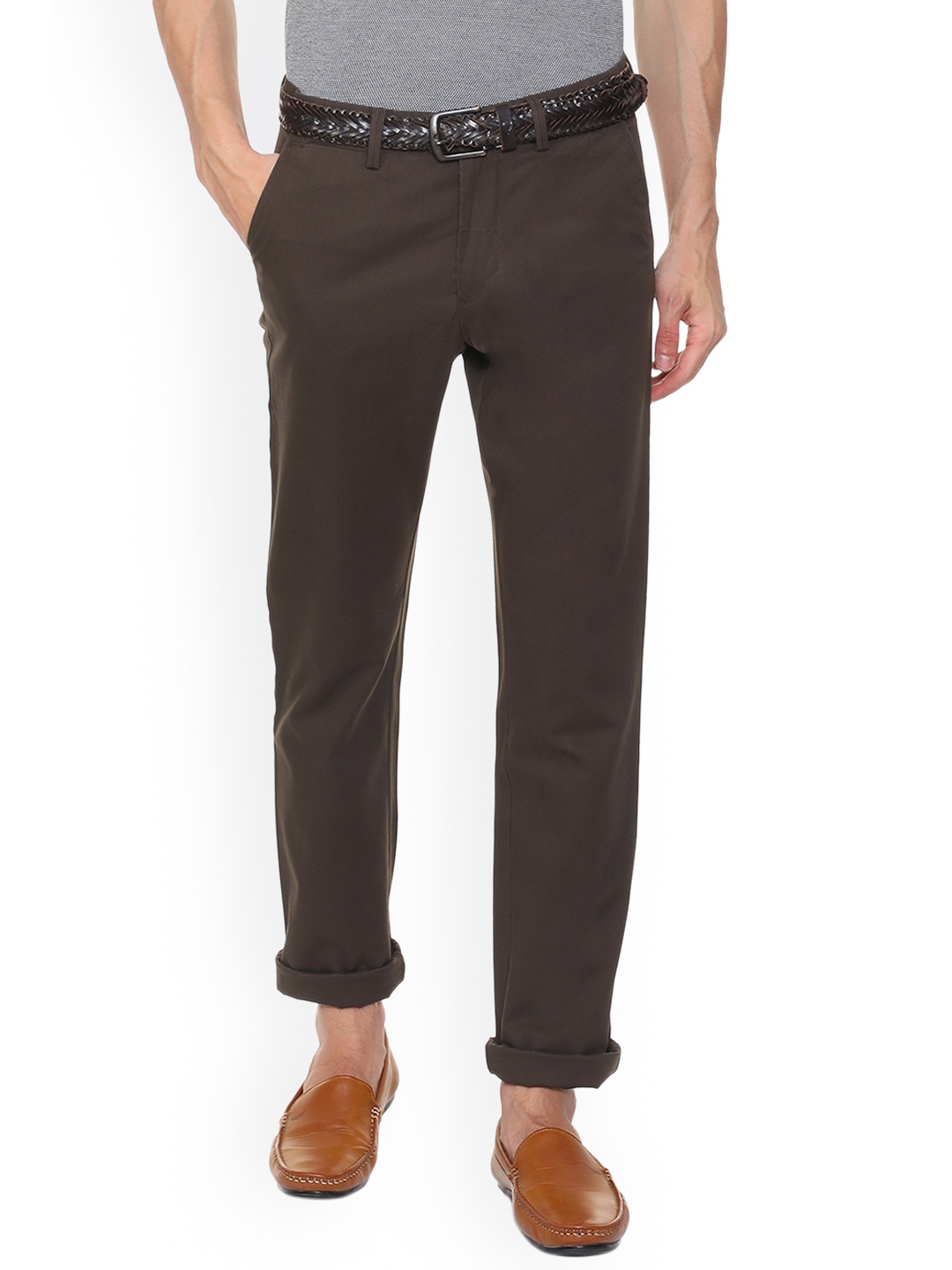 

Allen Solly Men Brown Regular Fit Self Design Regular Trousers