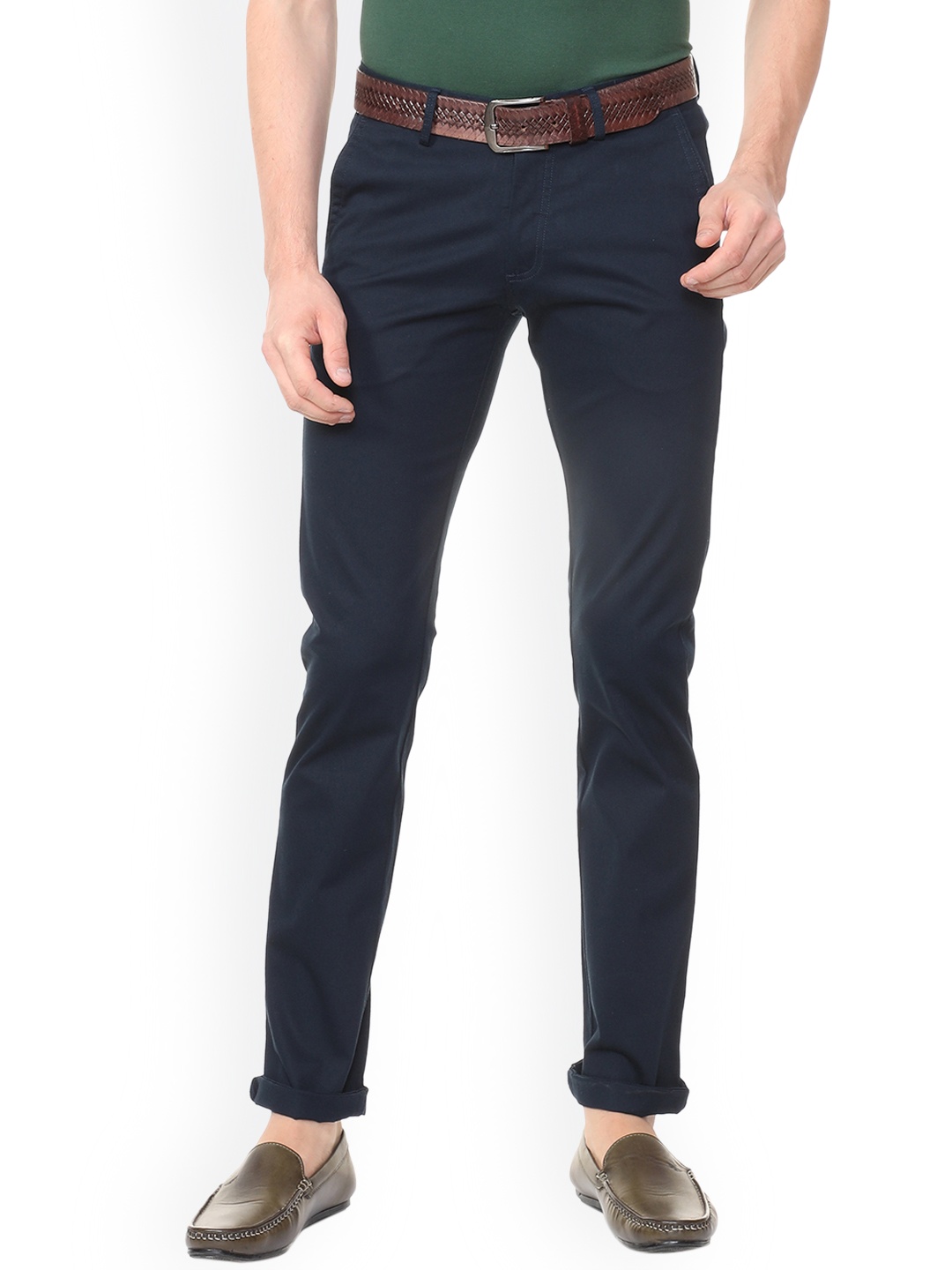 

Allen Solly Men Teal Slim Fit Solid Chinos