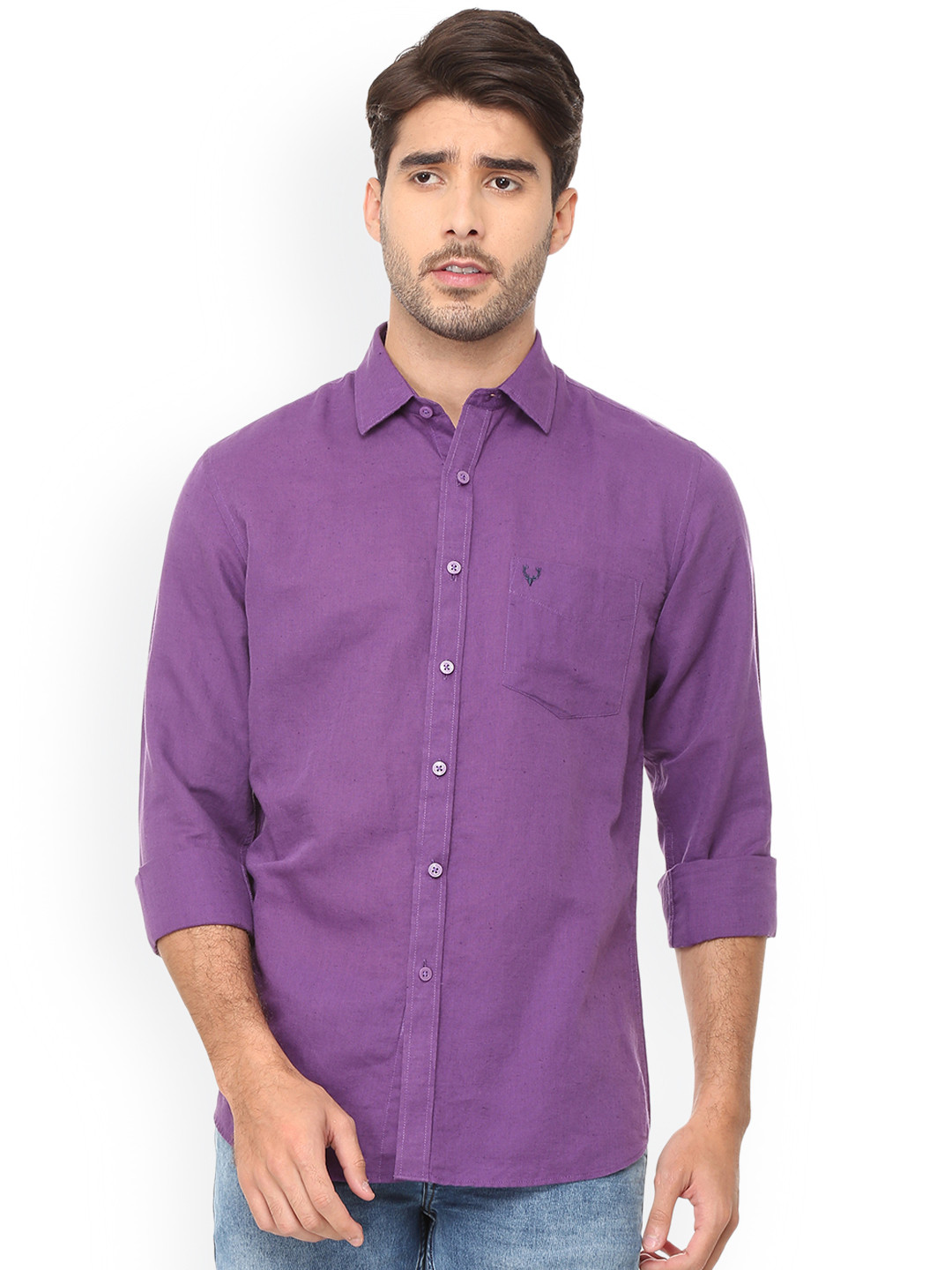

Allen Solly Men Purple Slim Fit Solid Casual Shirt