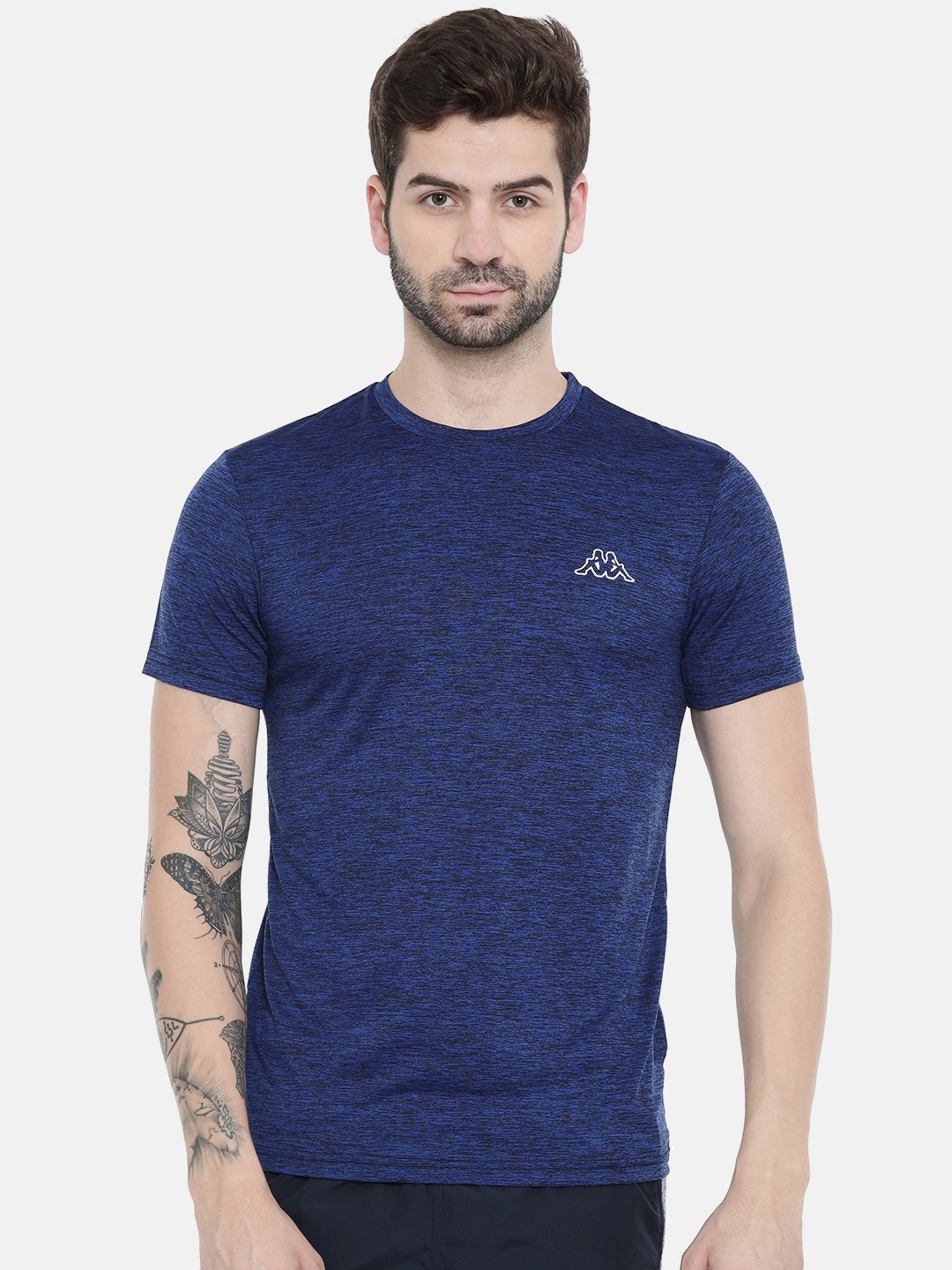 

Kappa Men Blue Solid Round Neck Quick Dry T-shirt