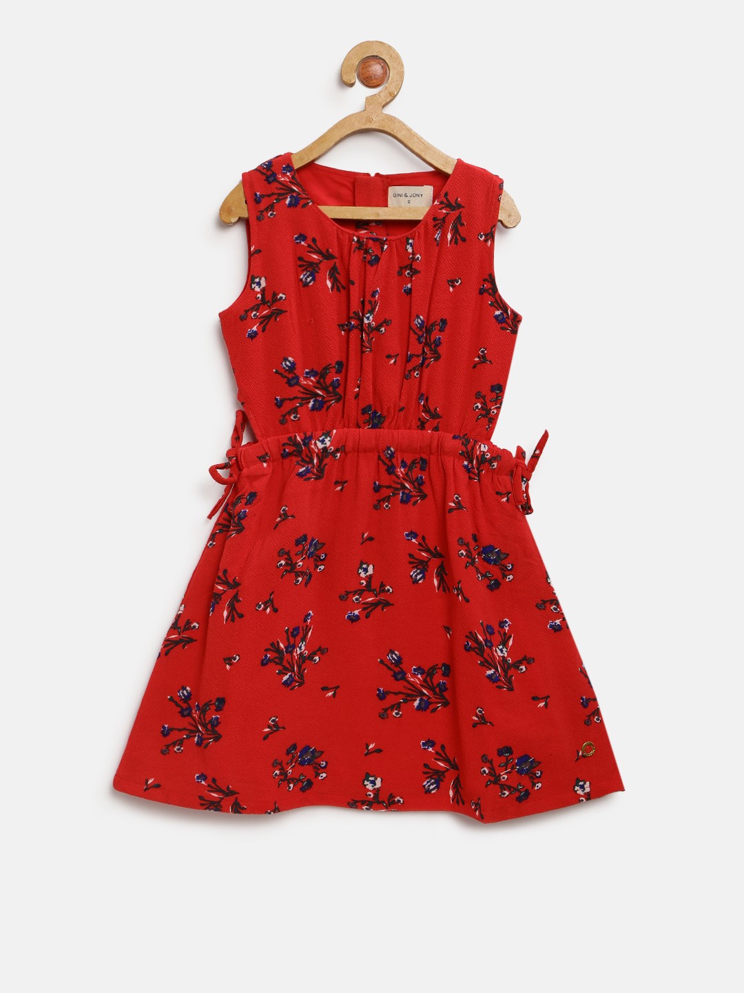 

Gini and Jony Girls Red Printed Fit & Flare Dress