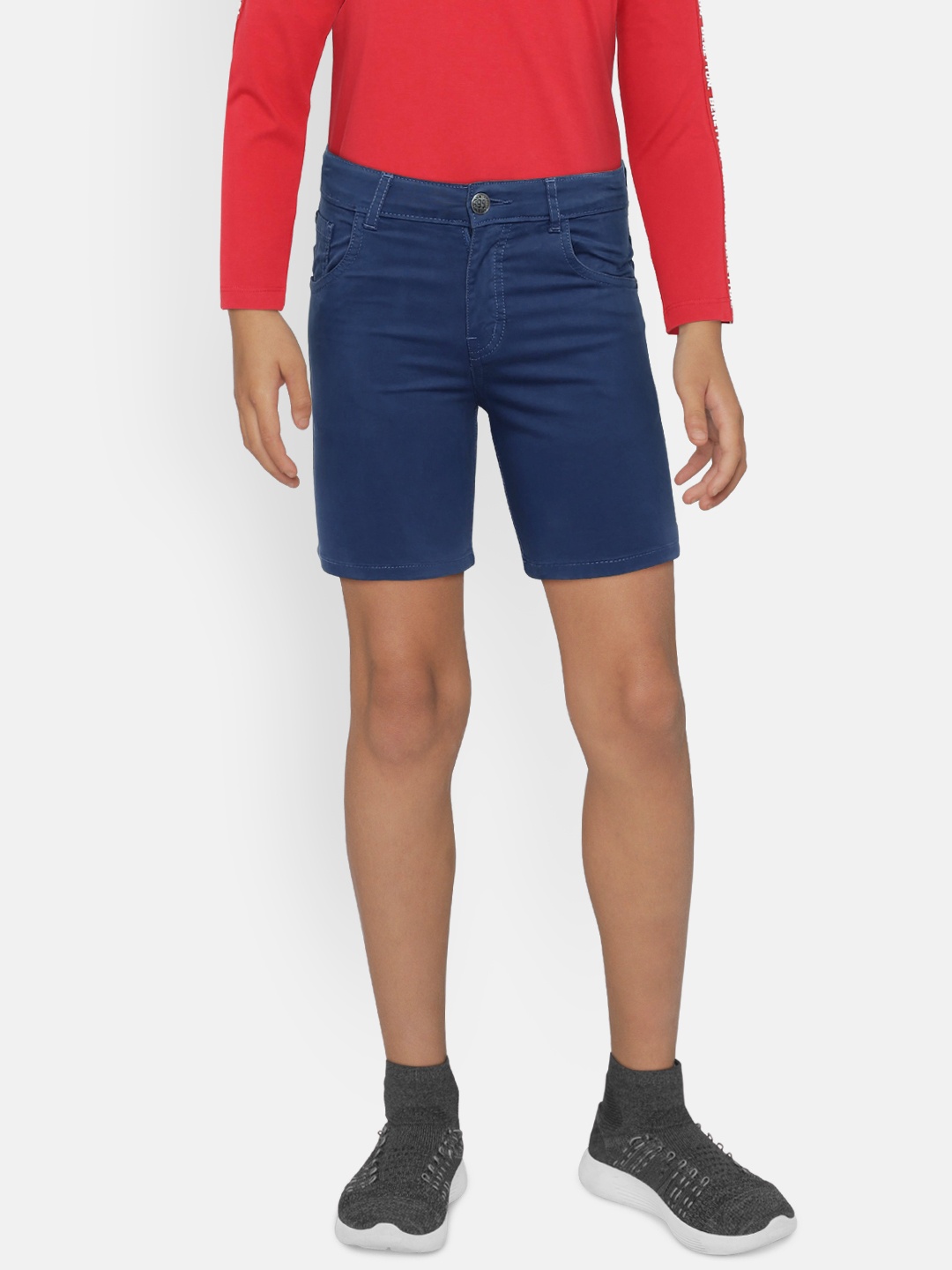 

Palm Tree Boys Navy Blue Solid Regular Shorts