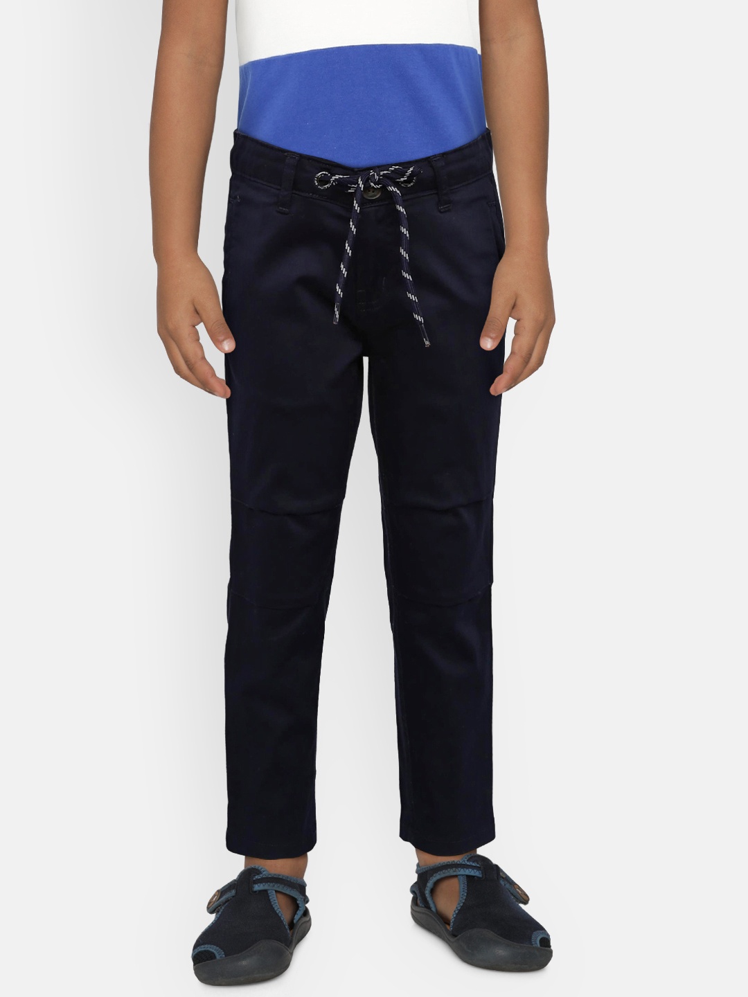 

Gini and Jony Boys Navy Blue Slim Fit Solid Regular Trousers
