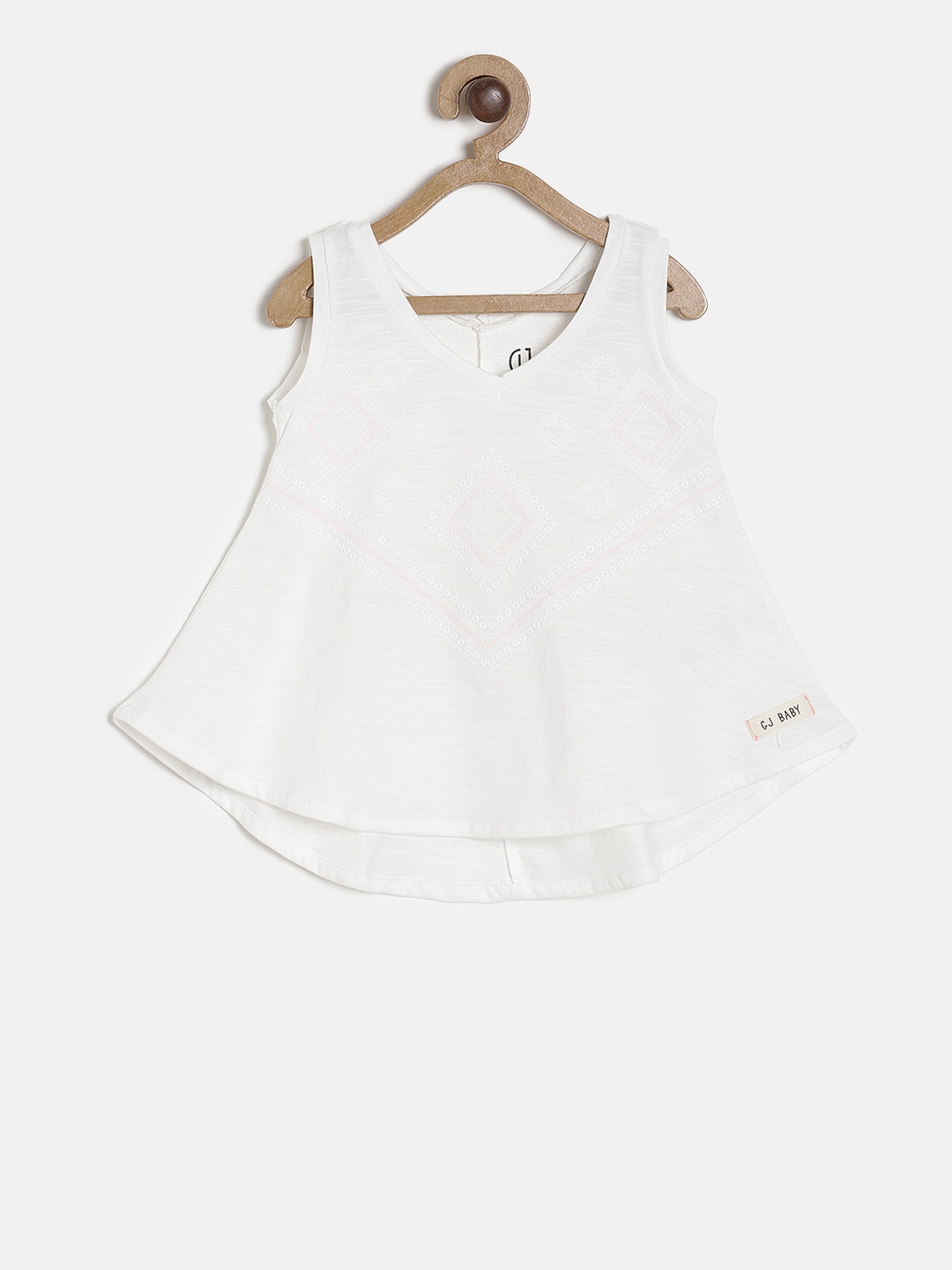 

Gini and Jony Girls White Self Design A-Line Top