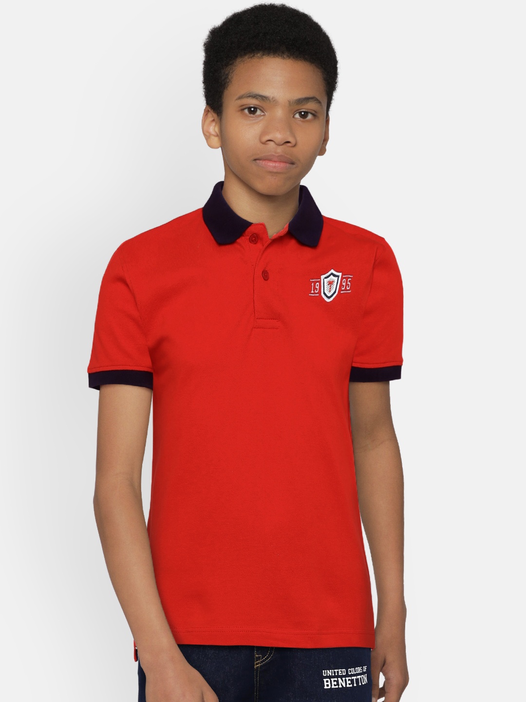 

Palm Tree Boys Red Solid Polo Collar T-shirt