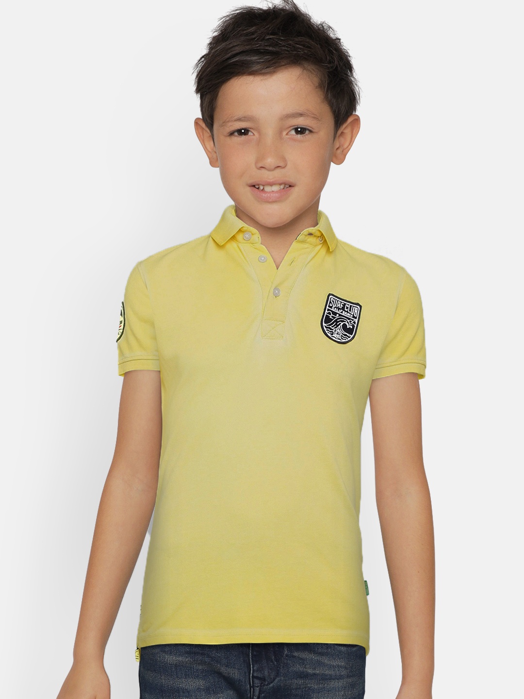 

Palm Tree Boys Yellow Printed Polo Collar T-shirt
