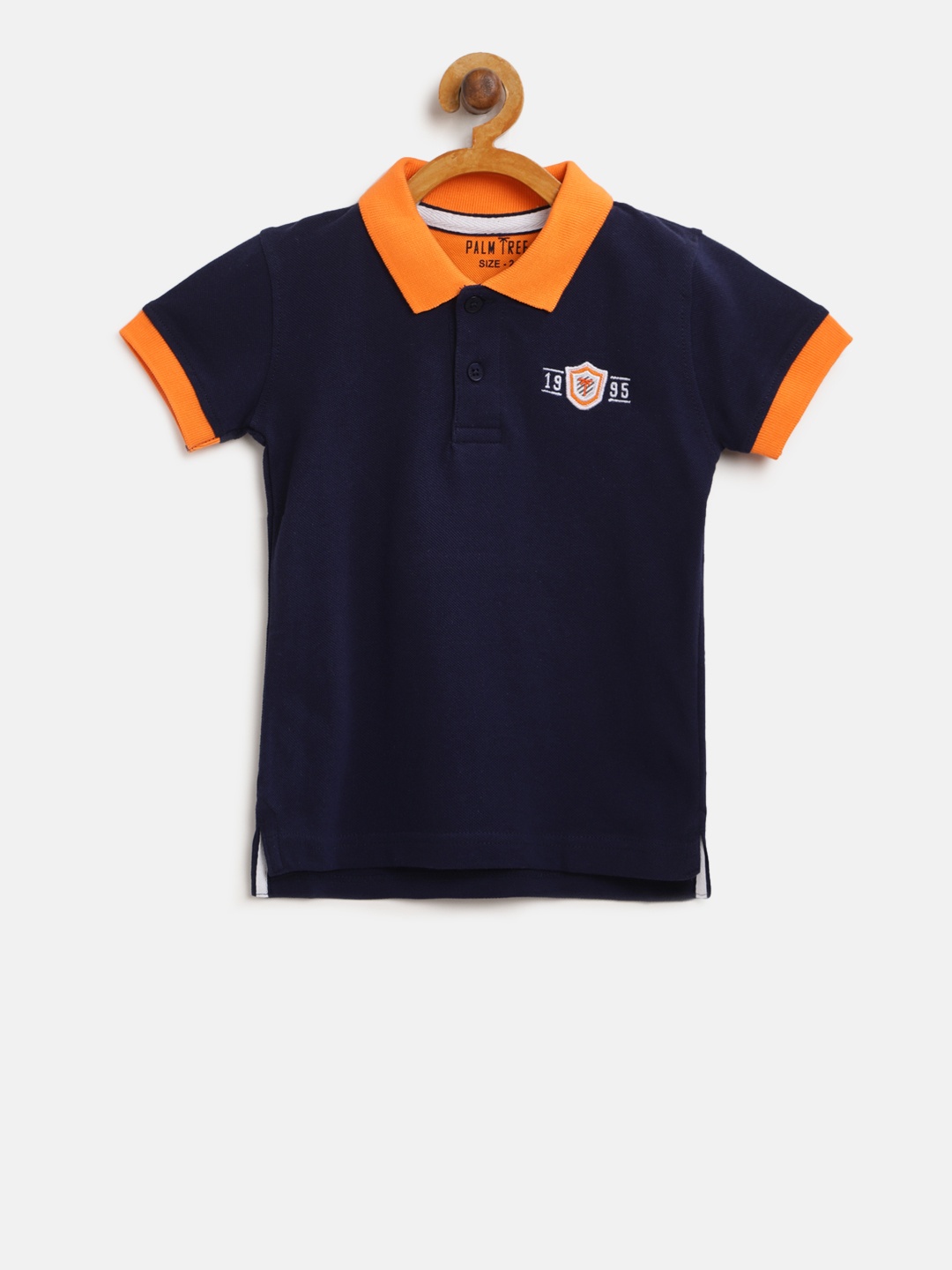 

Palm Tree Boys Navy Blue Solid Polo Collar T-shirt