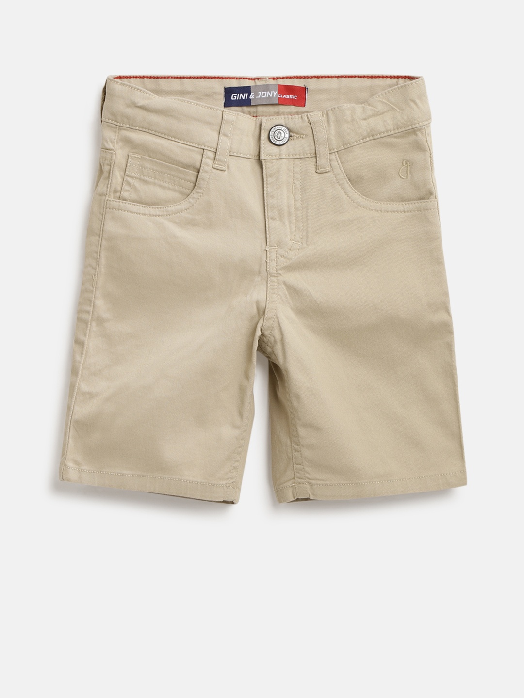 

Gini and Jony Boys Beige Solid Regular Shorts