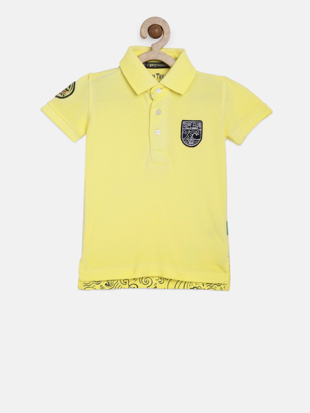 

Palm Tree Boys Yellow Solid Polo Collar T-shirt