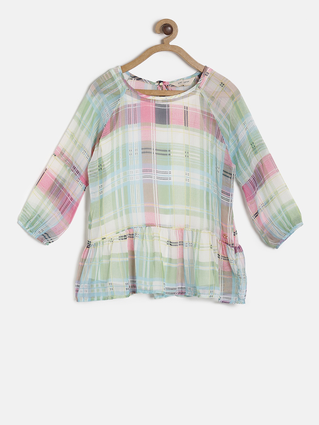 

Gini and Jony Girls Multicoloured Printed Peplum Top, Multi