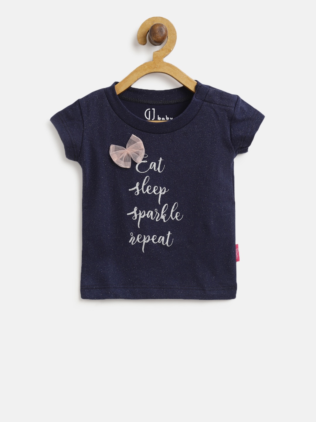 

Gini and Jony Girls Navy Printed Round Neck T-shirt, Navy blue