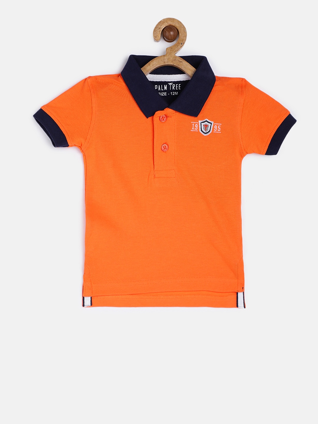 

Palm Tree Boys Orange Solid Polo Collar T-shirt