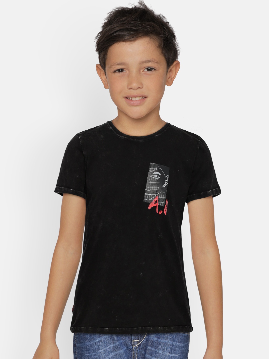 

Palm Tree Boys Black Solid Round Neck T-shirt