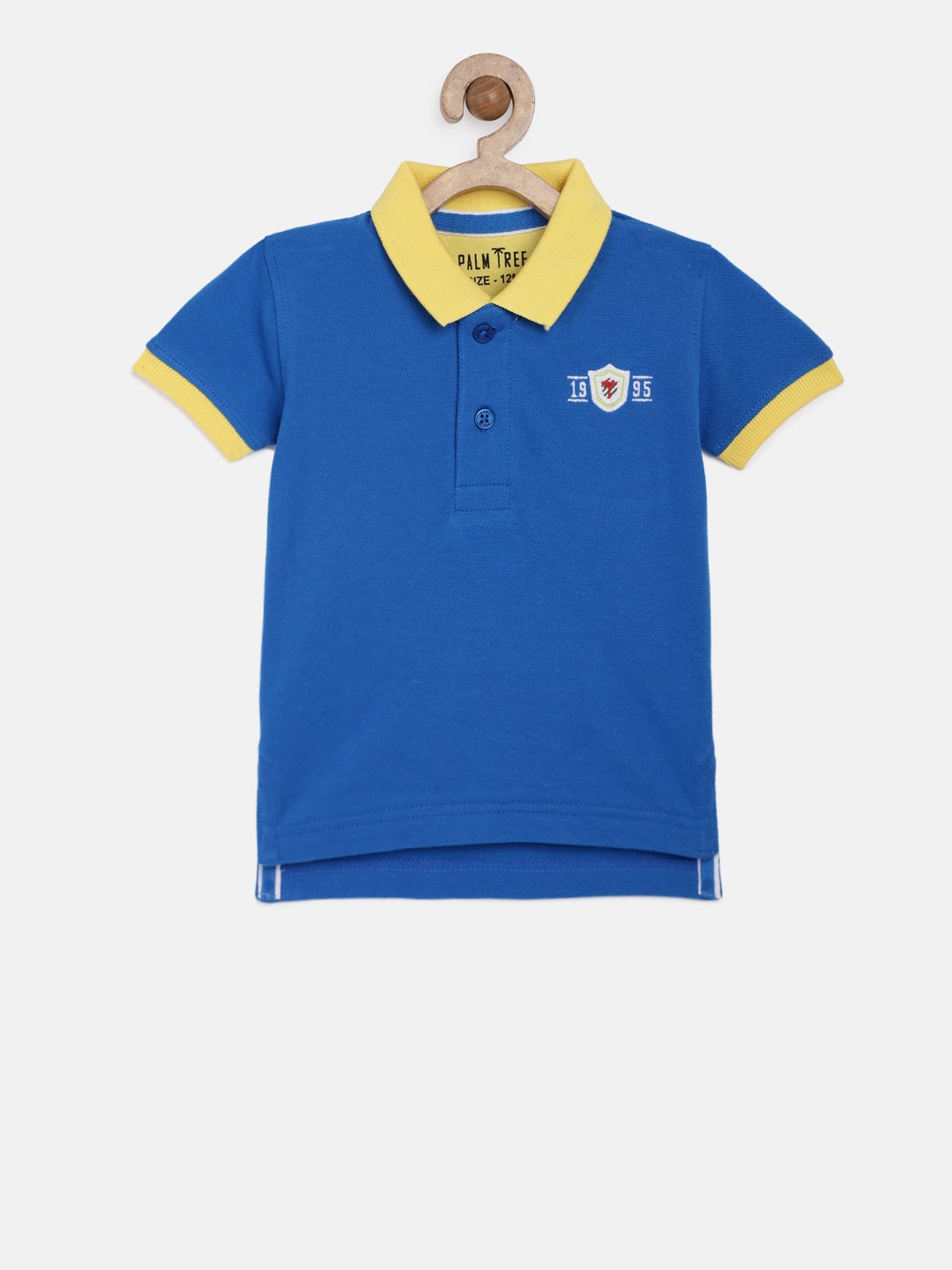 

Palm Tree Boys Blue Solid Polo Collar T-shirt