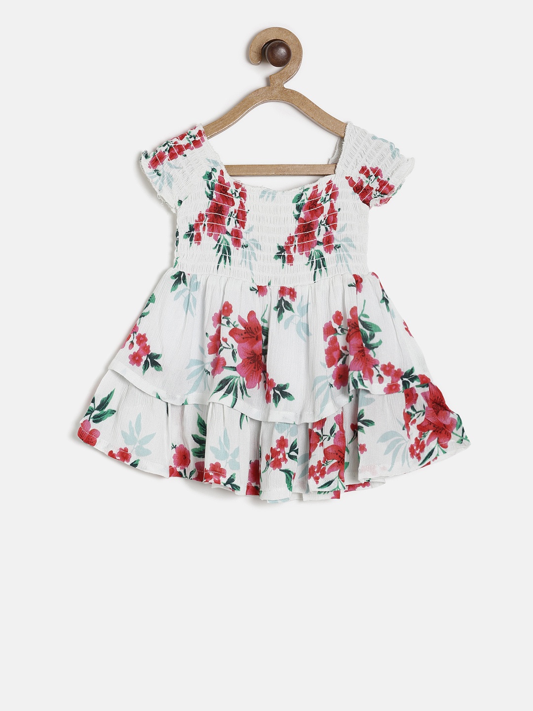 

Gini and Jony Girls White & Red Printed Fit and Flare Dress