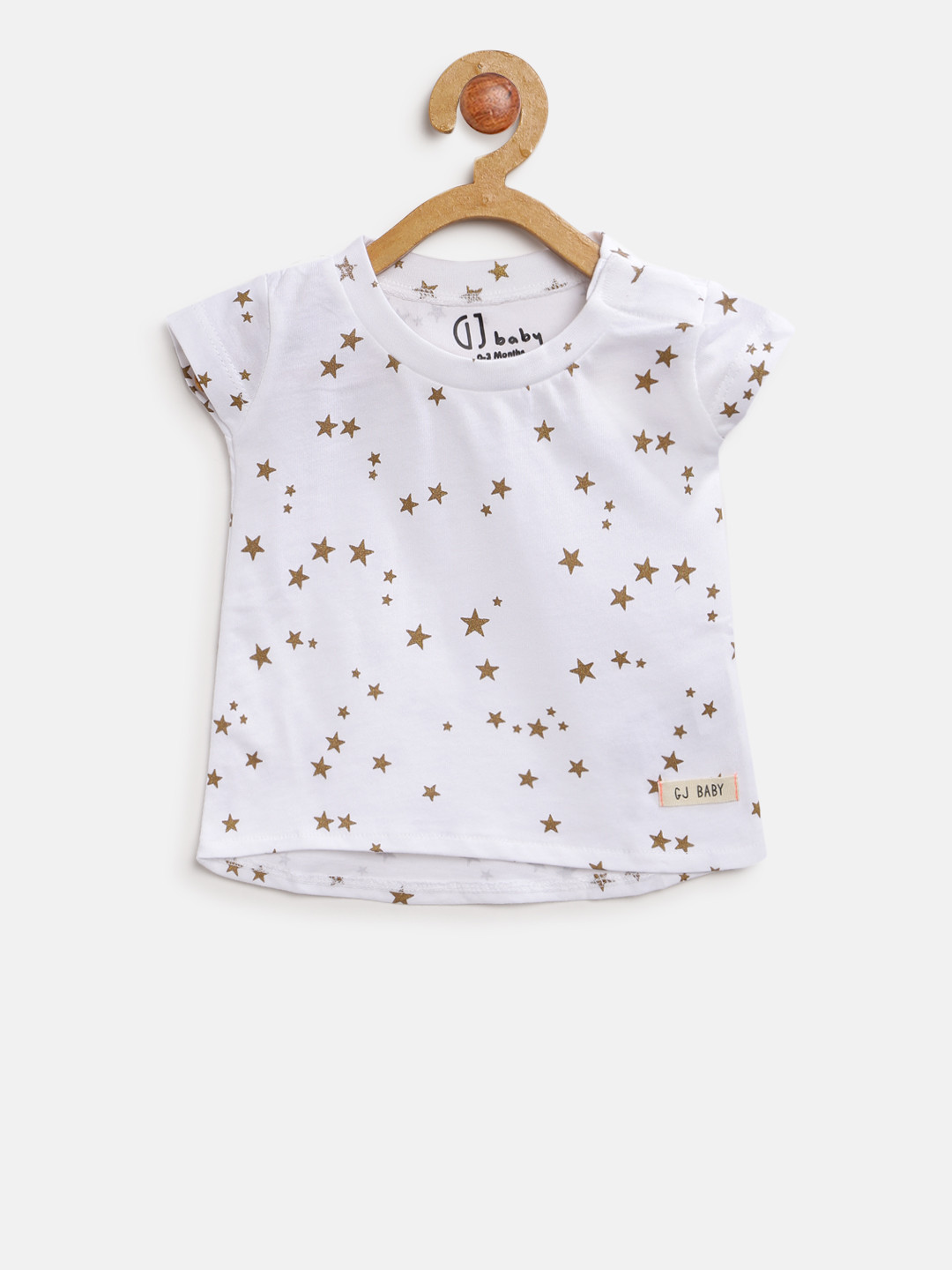 

Gini and Jony Girls White & Golden Printed Round Neck T-shirt