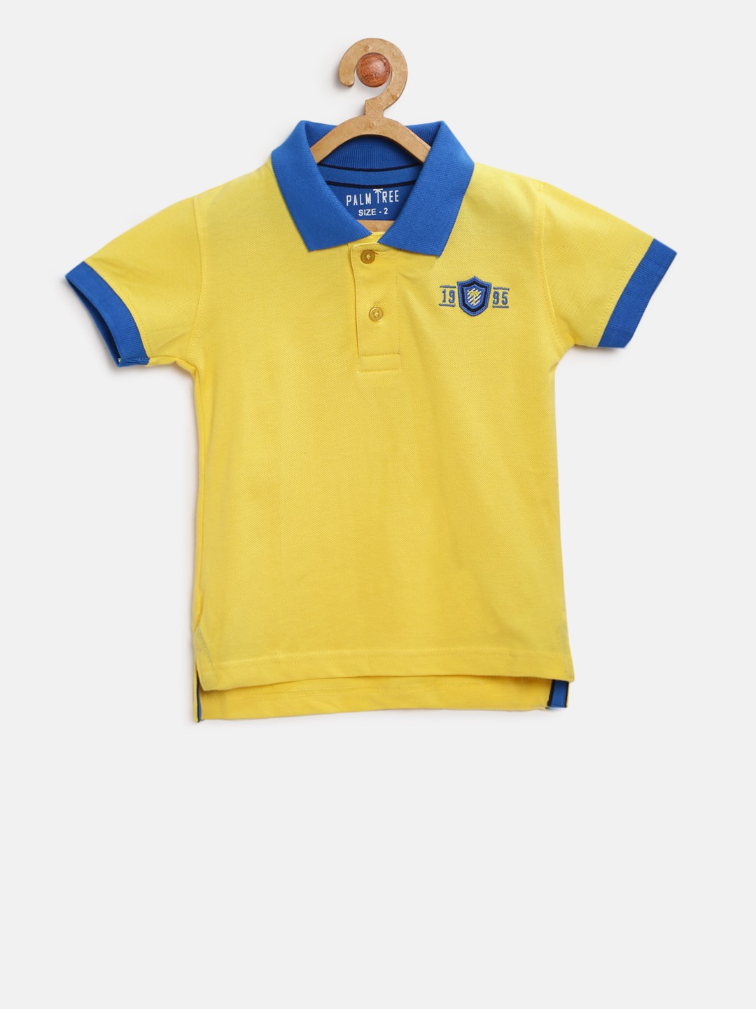 

Palm Tree Boys Yellow Solid Polo Collar Pure Cotton T-shirt