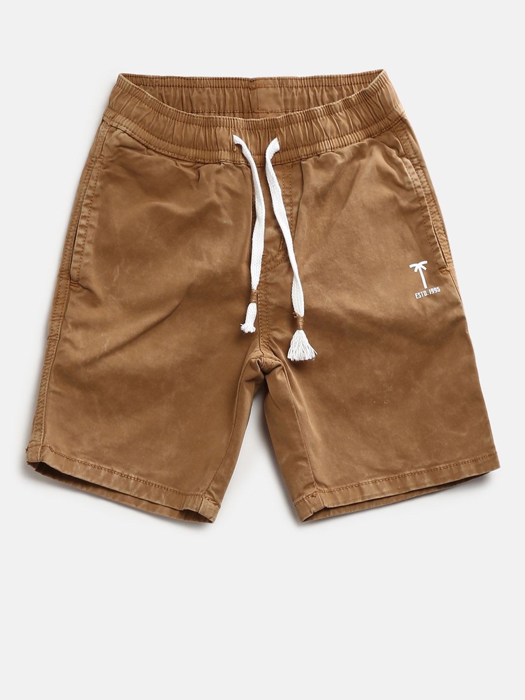 

Palm Tree Boys Khaki Solid Regular Shorts