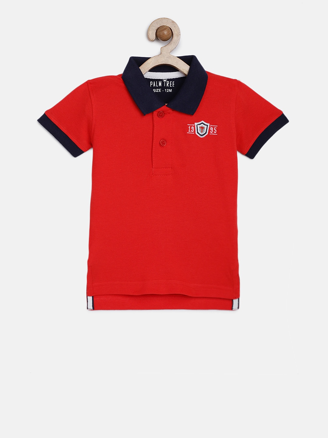 

Palm Tree Boys Red Solid Polo Collar T-shirt