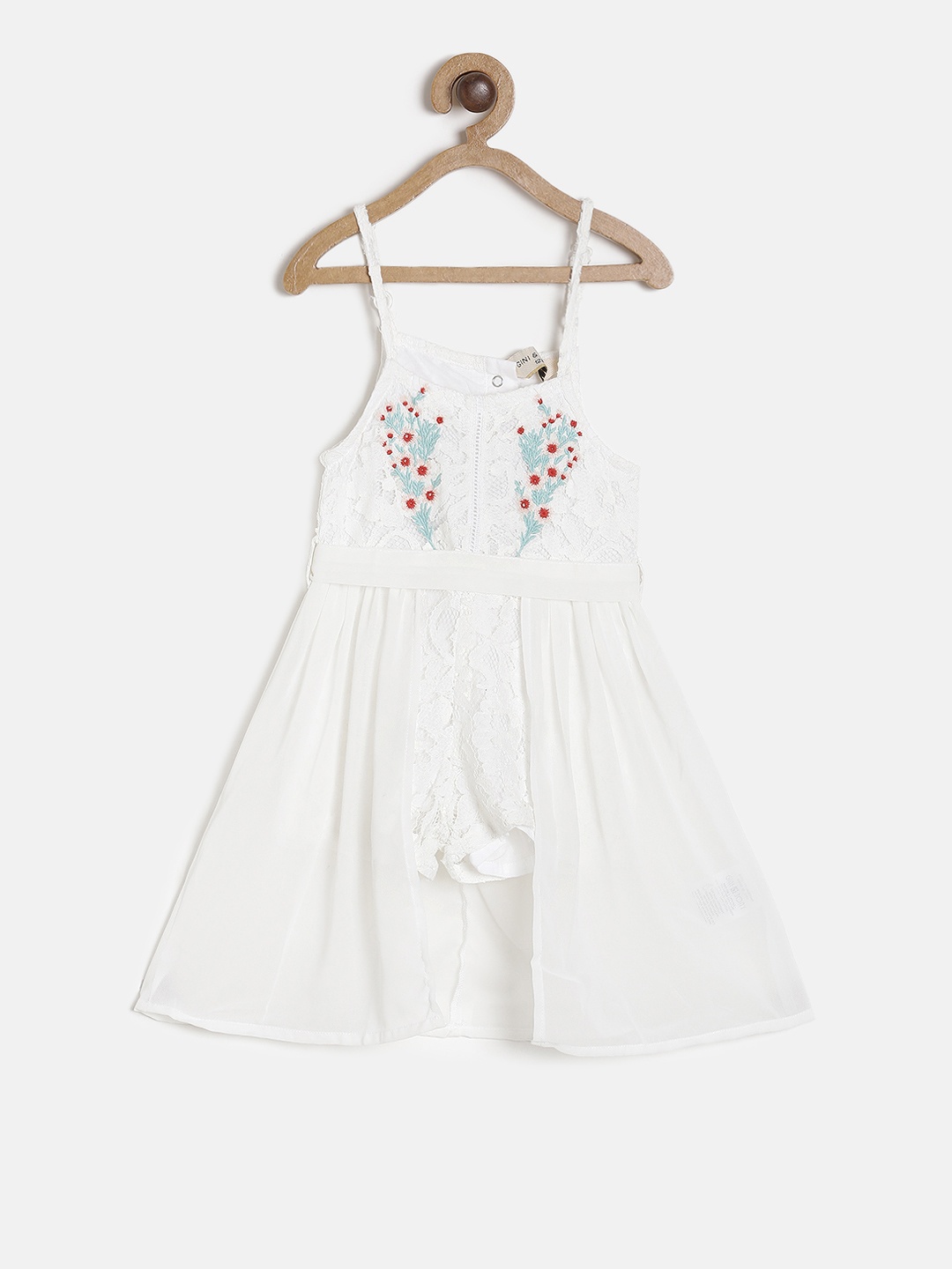 

Gini and Jony Girls White Self Design Fit and Flare Dress