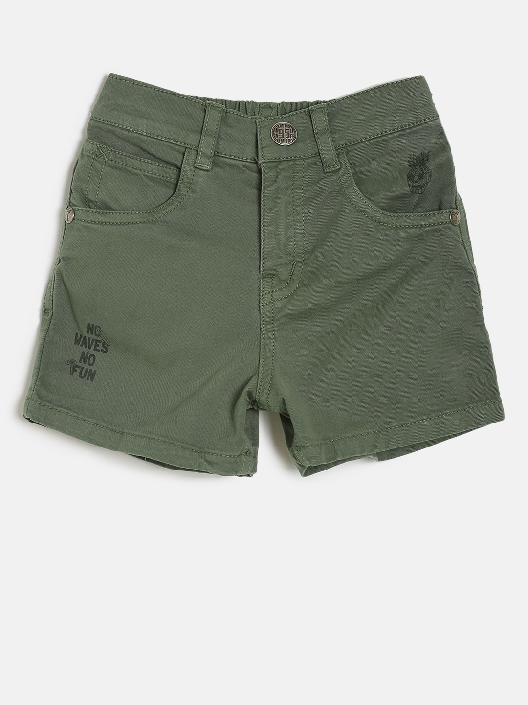 

Palm Tree Boys Olive Green Solid Regular Fit Shorts