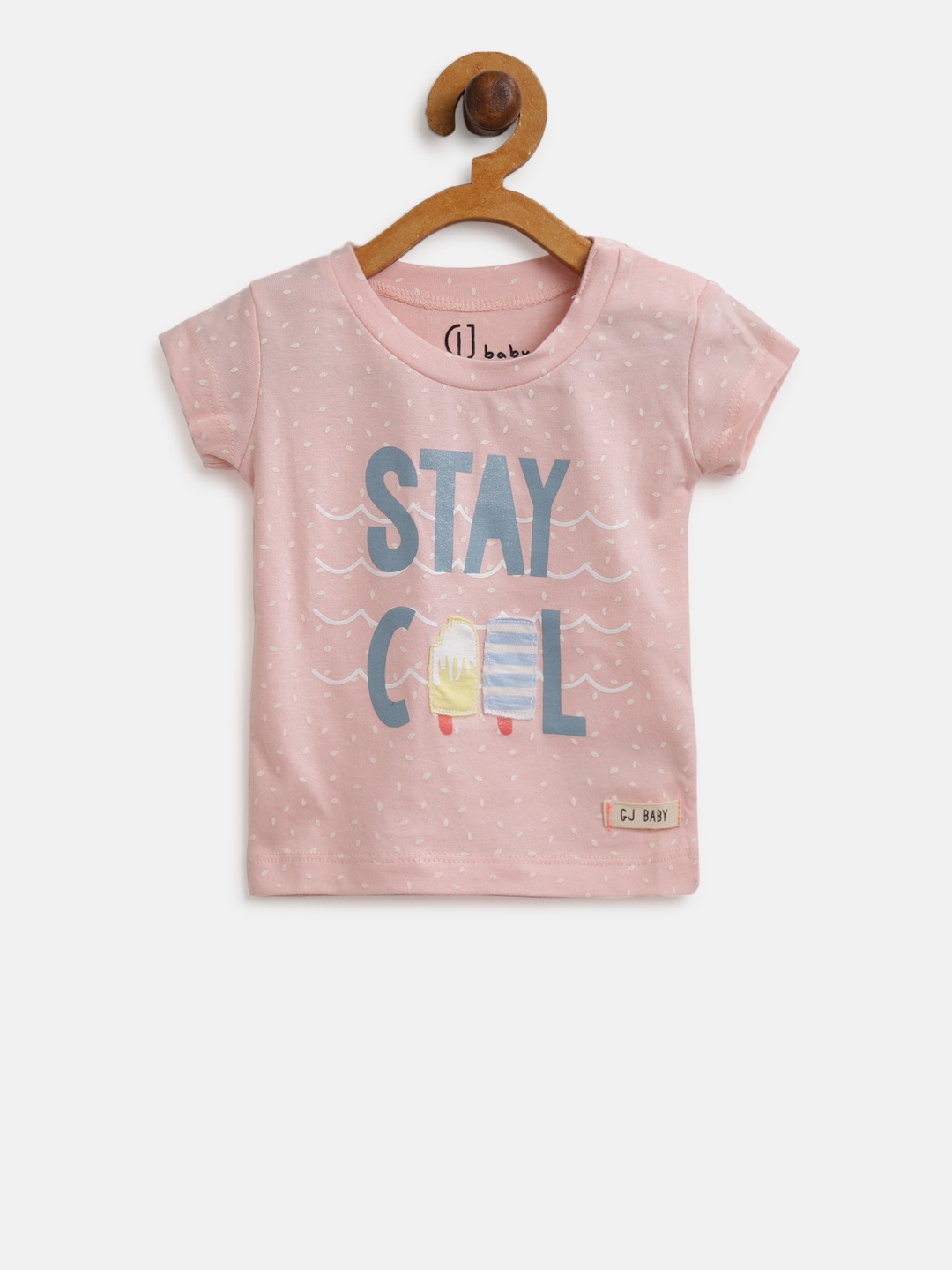 

Gini and Jony Girls Peach-Coloured Printed Round Neck T-shirt