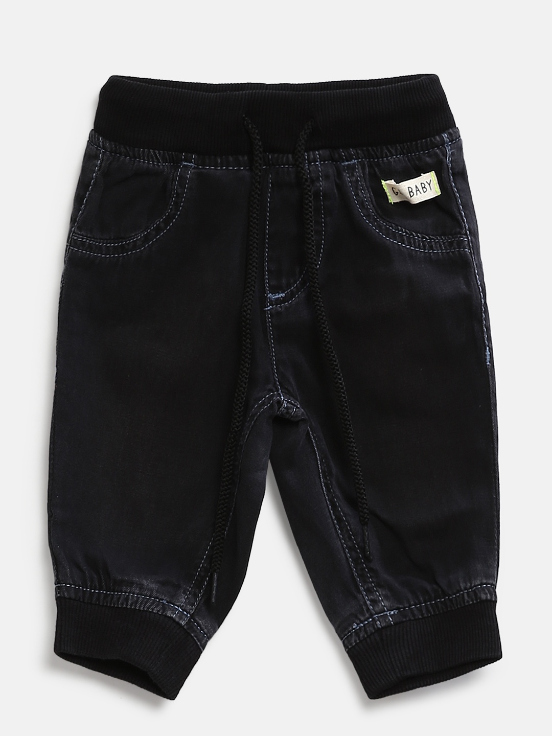 

Gini and Jony Boys Black Regular Fit Solid Joggers