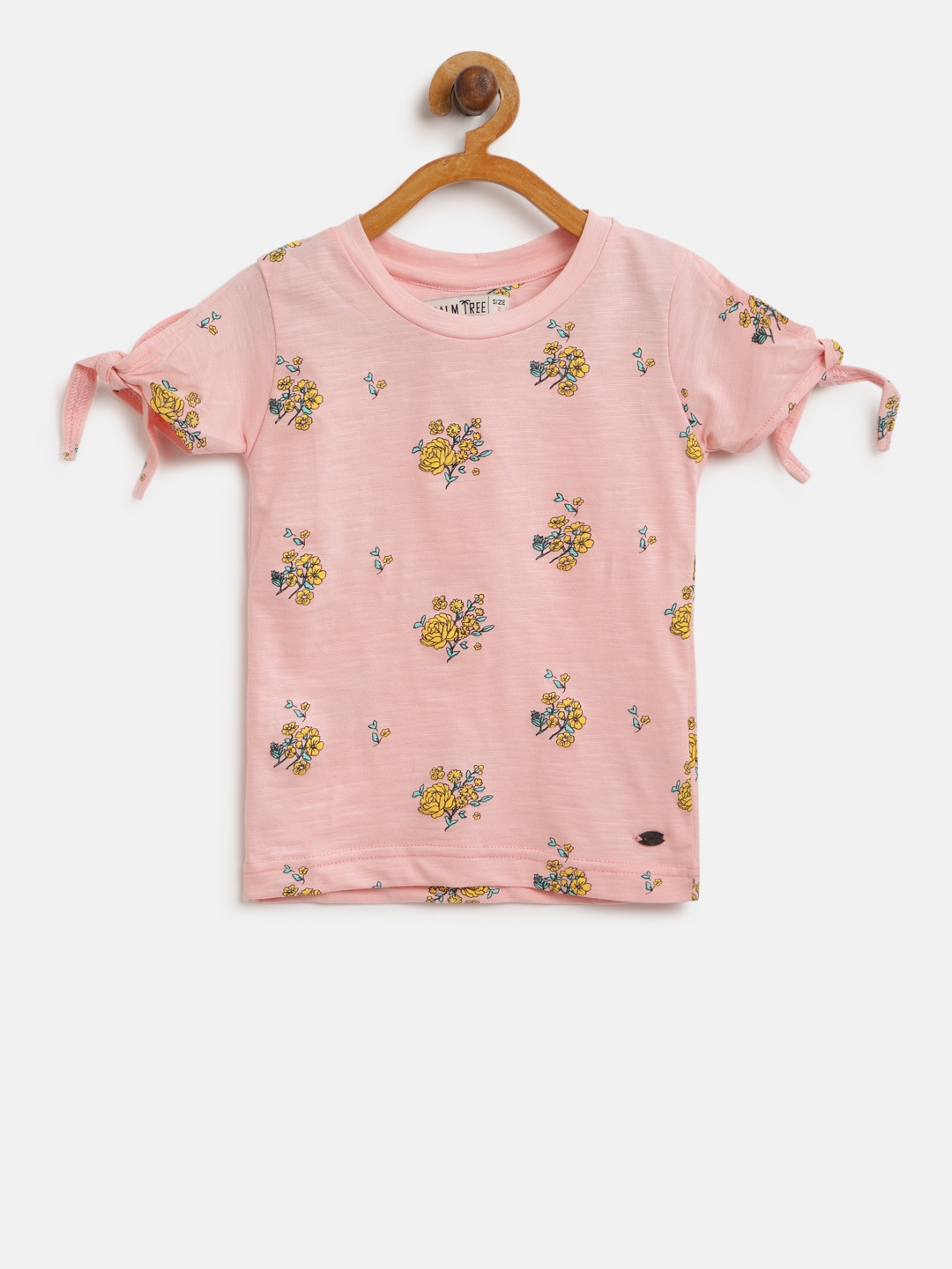 

Palm Tree Girls Peach-Coloured Printed Pure Cotton Top